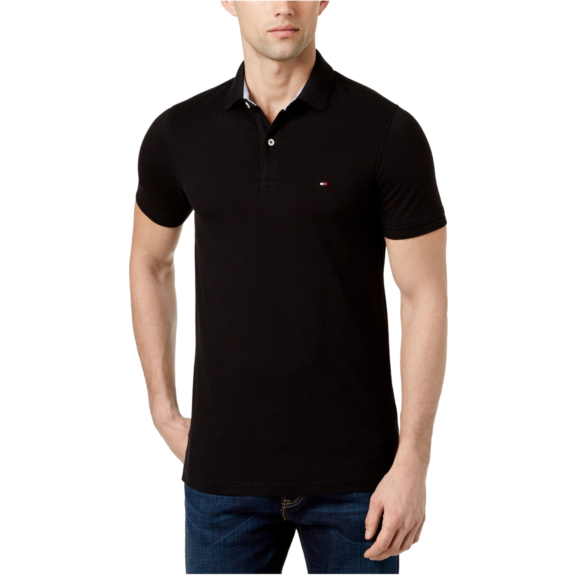 Tommy Hilfiger Slim-Fit Polo Shirt, black, X-Small - Walmart.com