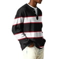 thumbnail image 4 of Nokdvo Long Sleeve Waffle Shirt Men Trendy Striped 1/4 Button Up Henley Casual Shirt Fall Winter Quilted Knit Solid Color Loose Sweaters,Black L, 4 of 6