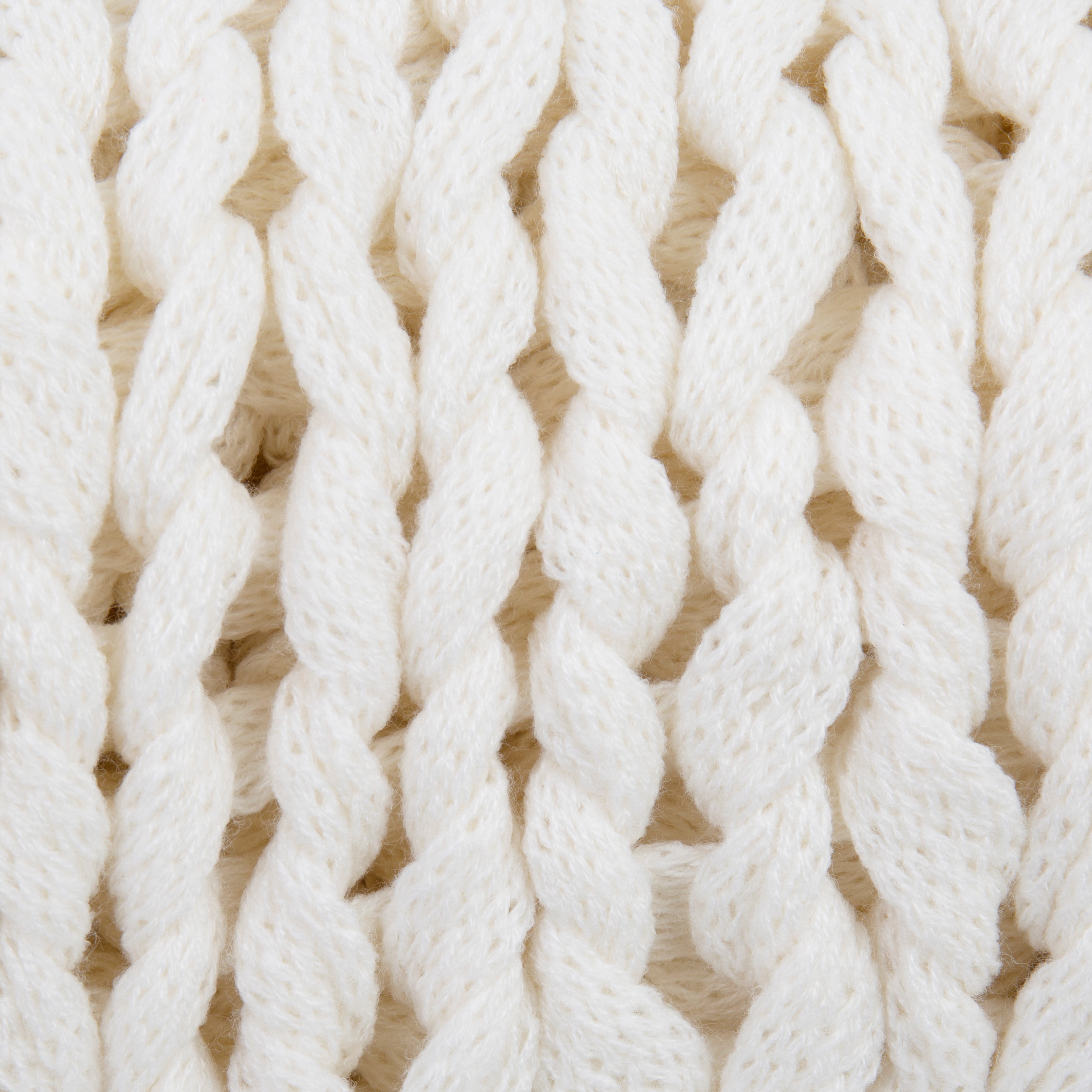 Ivory Chunky Knit Throw Blanket, One Size, by Noble Linens