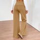 thumbnail image 5 of Amzcrzy Pantalones Palazzo Mujer Anchos Cintura Alta Cómodos Holgados Elegantes Casuales Verano Playa Ligeros Sin Costura Delantera Suaves Elásticos Con Bolsillos Tallas S-2XL Marrón, 5 of 7