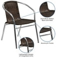 thumbnail image 5 of Flash Furniture Commercial Aluminum and Dark Brown Rattan Indoor-Outdoor Restaurant Stack Chair, 5 of 12