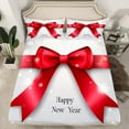 thumbnail image 2 of jejeloiu Happy New Year Bed Sheets,Red Bow Bowtie King Sheets,Rmerry Christmas Sheet Set For Men Women,Ultra Soft Home Decor,4pcs, 2 of 7