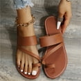 thumbnail image 2 of ZTTD Fashion Summer Women Sandals Flat Lightweight Open Toe Comfortable Thong Solid Color Casual Beach Brown, 2 of 8