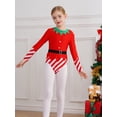 thumbnail image 2 of TiaoBug Kids Girls Candy Cane Costume Stripes Santa Helper Leotard Gymnastics Dance Bodysuit Red 12, 2 of 7