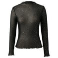 thumbnail image 5 of Plus Size Summer Clothes for Women New Long Sleeve Mesh Rhinestone T Shirt Top Large Short Dressy Top Long Sleeve Women Workout Tops Womens Athletic Shirts Womens Short Tight Tops Black 2XL, 5 of 8