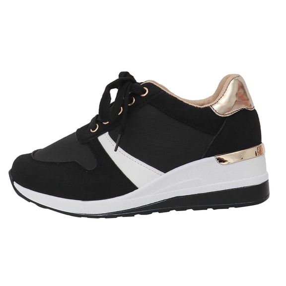 AUDeals Women's Wedge Sneakers Lace Up Platform Shoes Lightweight Non Slip Fashion Walking Casual Shoes