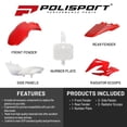 thumbnail image 2 of Polisport Motocross (MX) Replica Plastic Kit for Honda CRF 50F (2004-25) Dirt Bike – OEM Quality, Durable, Flexible & Perfect Fit – Red/White, 2 of 9