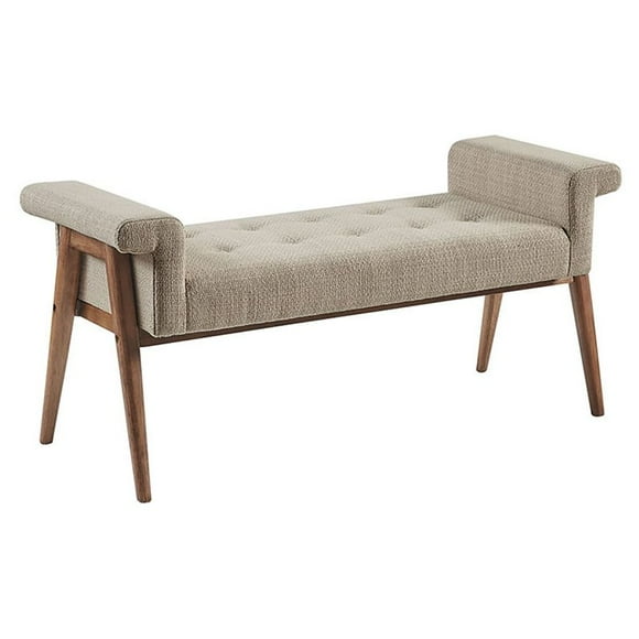 INK+IVY Mason Solid Wood and Polyester Accent Bench in Tan/Natural Walnut
