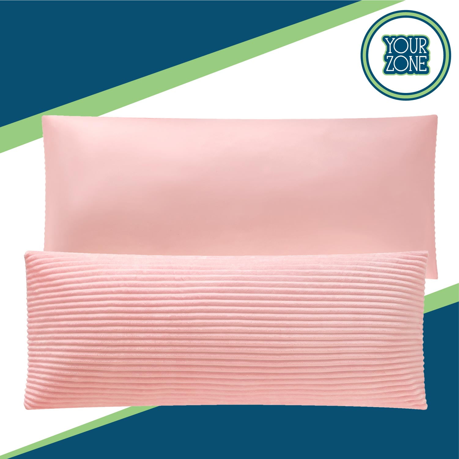Your Zone Ribbed Body Pillow with Removable Cover, Pink, 48 in x 20 in