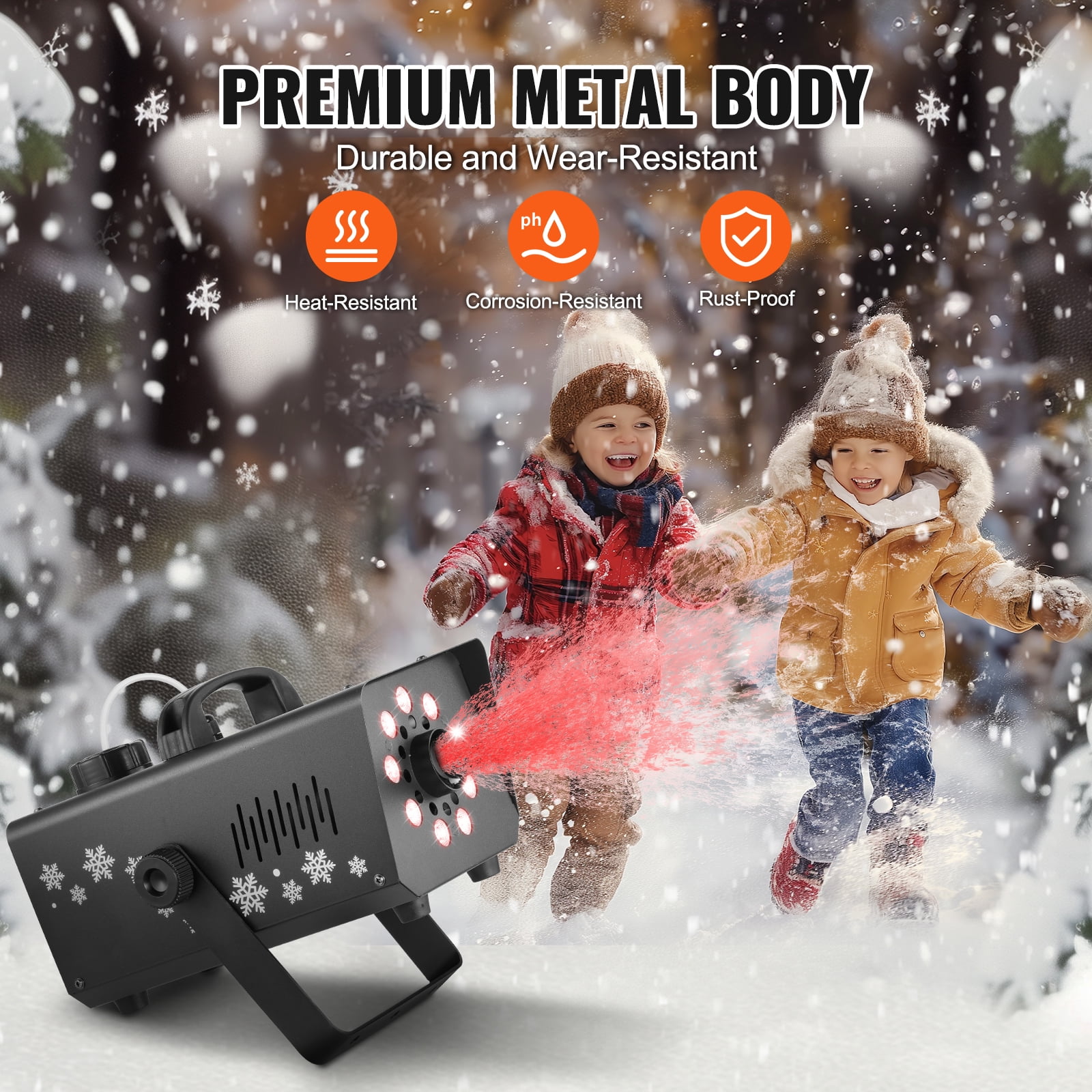 KFFKFF Snow Creator, 800W, Versatile Mounting Snow Generator with LED Illumination & 1L Capacity, Wireless Remote Snowflake Producer, Efficient Synthetic Snow Device for Holiday Gatherings, Weddings