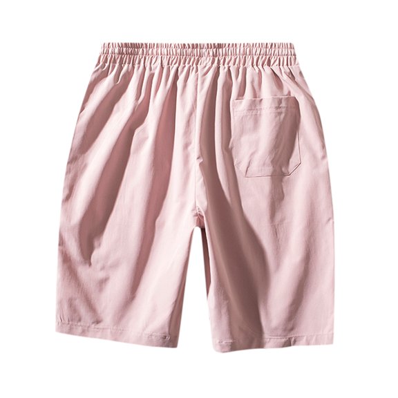 Aayomet Mens Shorts Mens Cotton Loose Drawstring Cargo Short with Full Elastic Waist,Pink M