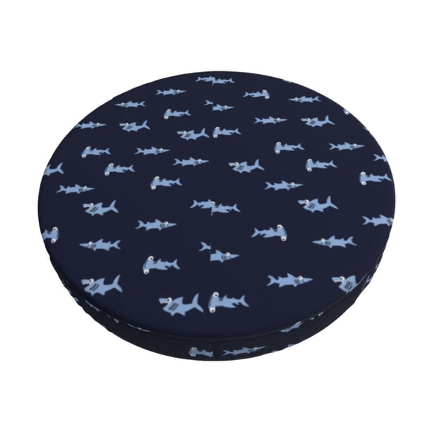 Balery Cute Shark Fundas de asiento para taburete de bar redondo de tela de terciopelo ajustables que protegen de arañazos y manchas para sillas de 14 a 17 pulgadas.-14 inch