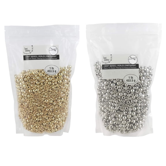 Bead Landing Round Spacer Beads - Assorted Gold & Silver - Mixed Sizes - 1 lb. Bag
