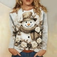thumbnail image 2 of Fiaer Christmas Women Long Sleeve T Shirts Oversized Snowflake Snowman Crew Neck Xmas Tshirts Loose Fit Casual Fashion Holiday Tops Khaki1 L, 2 of 5