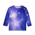 thumbnail image 4 of Girls Graphic Tees 10-12 Three Quarter Sleeve Gradient Sparkly Tops Fashion Casual Cute Crew Neck Kids T Shirts Toddler Girl Clothes Y2K Fall Fashion Tees Workout Running Outfits, Size 3-12, 4 of 5