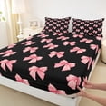 thumbnail image 3 of Homewish Cute Cartoon Ribbon Bed Sheets for Girl, Black Pink King Sheets, Princess Bow-tie Sheet Set, Super Cozy Room Decor, 4 Pieces, 3 of 7