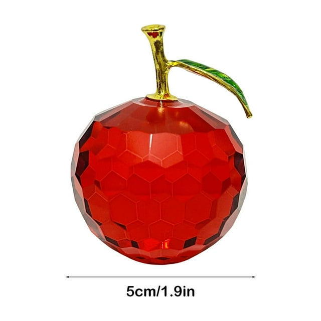 Adornos navideños, manzanas de cristal facetadas, figuras de manzanas de cristal, objetos coleccionables para decoración navideña del hogar.
