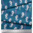thumbnail image 2 of Soimoi Poly Georgette Fabric Jellyfish & Seahorse Ocean Fabric Prints by Yard 42 Inch Wide, 2 of 3