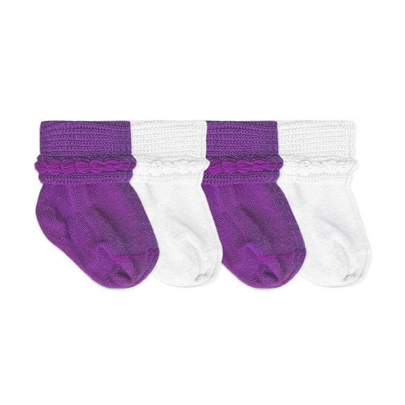 Jefferies Socks Baby Girls Bubble Stitch Bootie Cotton Turn Cuff Socks 2 Pair Pack