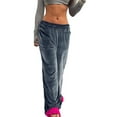 thumbnail image 1 of Liacowi Women Velvet Wide Leg Pants Elastic Low Waist Loose Trousers Casual Stretchy Straight Lounge Joggers Pants, 1 of 7