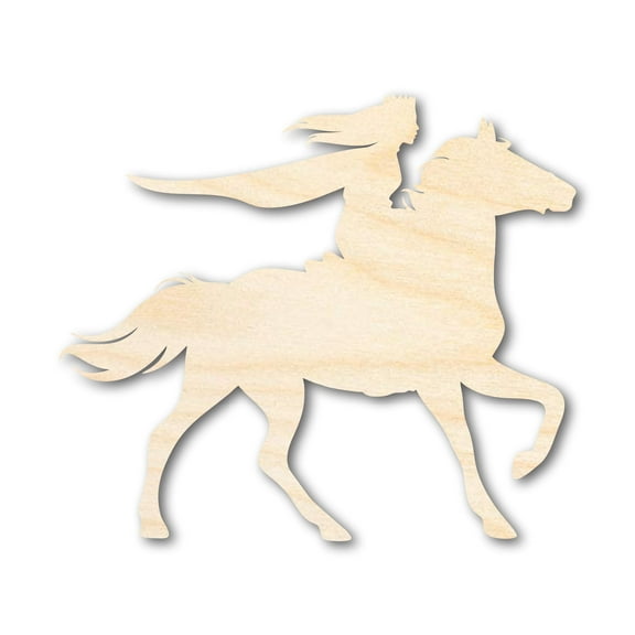 Unfinished Wood Fairytale Horse and Rider Shape - Craft - up to 46" 10" / 1/2"