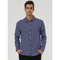 thumbnail image 2 of Camisas de hombre con lunares, manlarga, corte ajustado, estampado, camicon botones Azul marino 52, 2 of 7