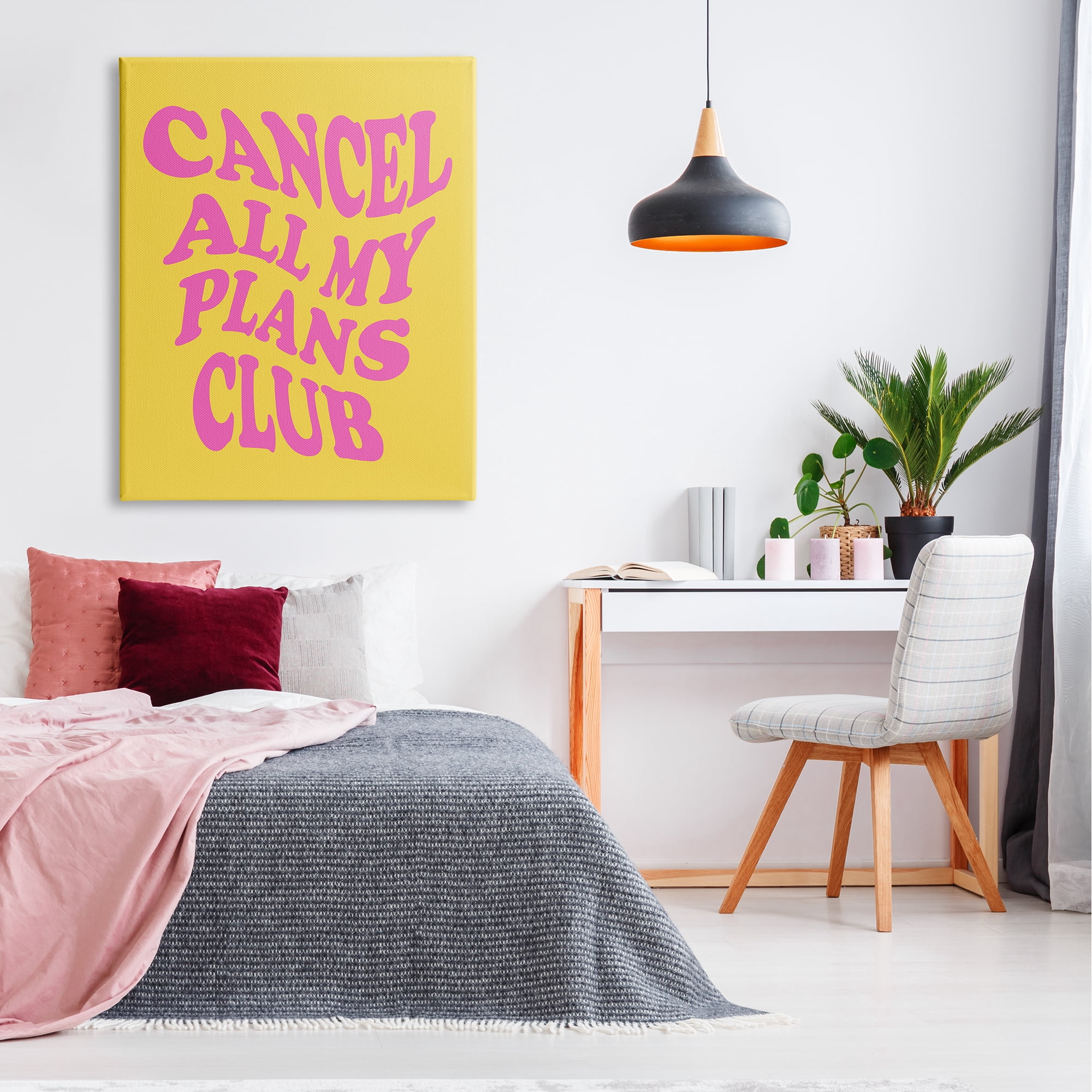 Stupell Industries Groovy Cancel Plans Phrase Inspirational Painting Gallery Wrapped Canvas Art Print Wall Art, 36 x 48