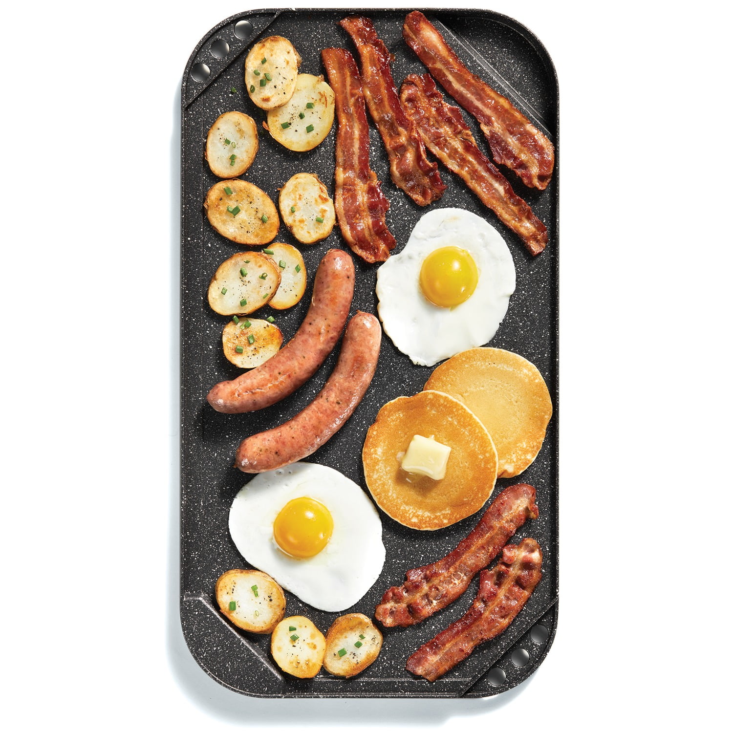 THE ROCK by Starfrit 10.6" x 19.5" Non-Stick Aluminum Reversible Grill and Griddle, 034614-004-0000
