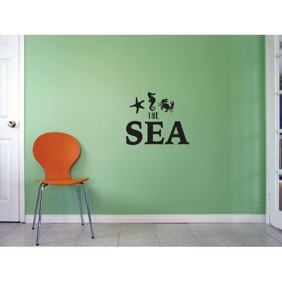 Custom Decals The Sea Wall Art Size: 20 Inches x 30 Inches Color: Black