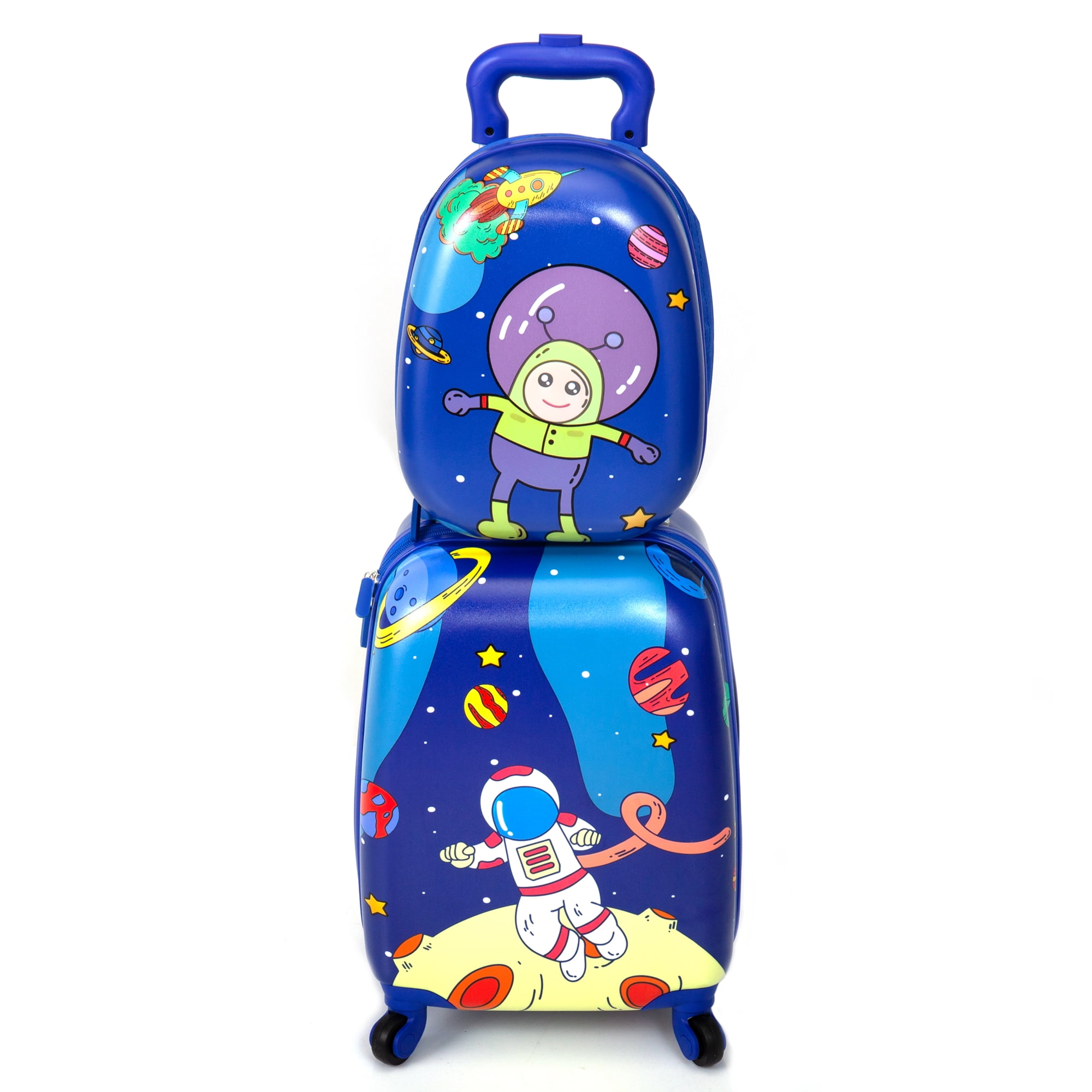 Goplus 2PC Kids Luggage Set 12'' Backpack & 16'' Rolling Suitcase for  School Travel ABS