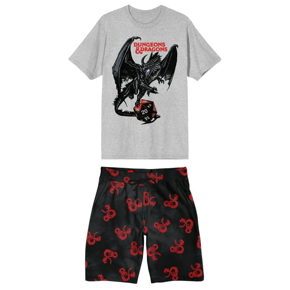 Dungeons & Dragons Men's 2-Pack T-Shirt & Lounge Shorts Sleep Set-Medium