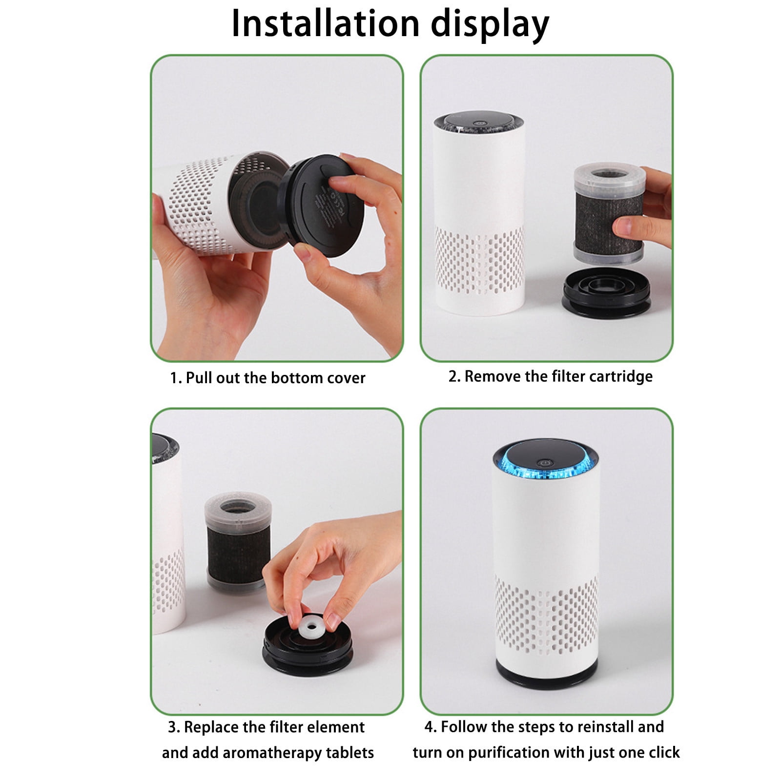 Purifiers For Home Pet Odor Eliminator With Activated Carbon Filter Portable 6.1 in x 3.34 in x 2.79 in White Plastic Unit