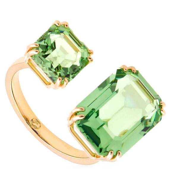 Swarovski Millenia Ring Square Cut Green Gold Tone Rhodium Plated, Size 55 (US 6.75)