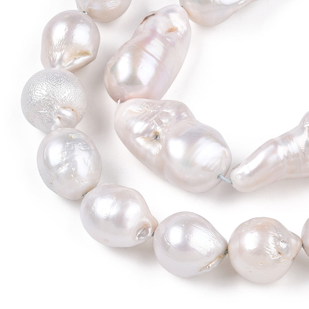 1Strand Natural Baroque Pearl Keshi Pearl Beads Strands Cultured Freshwater Pearl Seashell Color 13~35x12~16.5x12~16mm Hole: 0.7mm about 15~26pcs/strand 15.75 inch~16.54 inch(40cm~42cm)