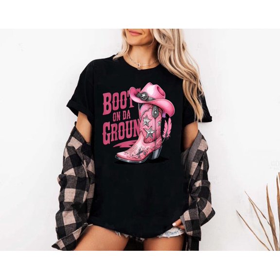 Boots On The Ground Cowgirl Line Dance Boot Cowboy Western T-shirt, Boots On The Ground Gifts T-shirt, Line Dance Boot Cowboy Western T-shirt.