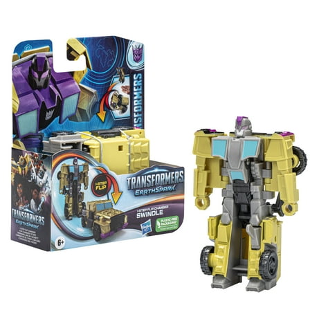Transformers Toys EarthSpark 1 Step Flip Changer Swindle Action Figure, 5.25 in Plastic, 0.22 lb