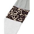 thumbnail image 4 of Women's Long Sleeve Leopard Print Color Block Tunic Round Neck Striped Shirts Casual Blouses Tops, 4 of 6