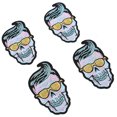 thumbnail image 2 of 6 parches de calavera con diseño de esqueleto para ropa, para planchar, para camisetas, vestidos, pegatinas de tela (calavera con gafas amarillas), 2 of 11