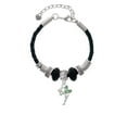 thumbnail image 2 of Delight Jewelry Silvertone Small Fairy with Lime Green Wings Sister Celtic Knot Leather Bead Bracelet, 7"+2" Extender, 2 of 4