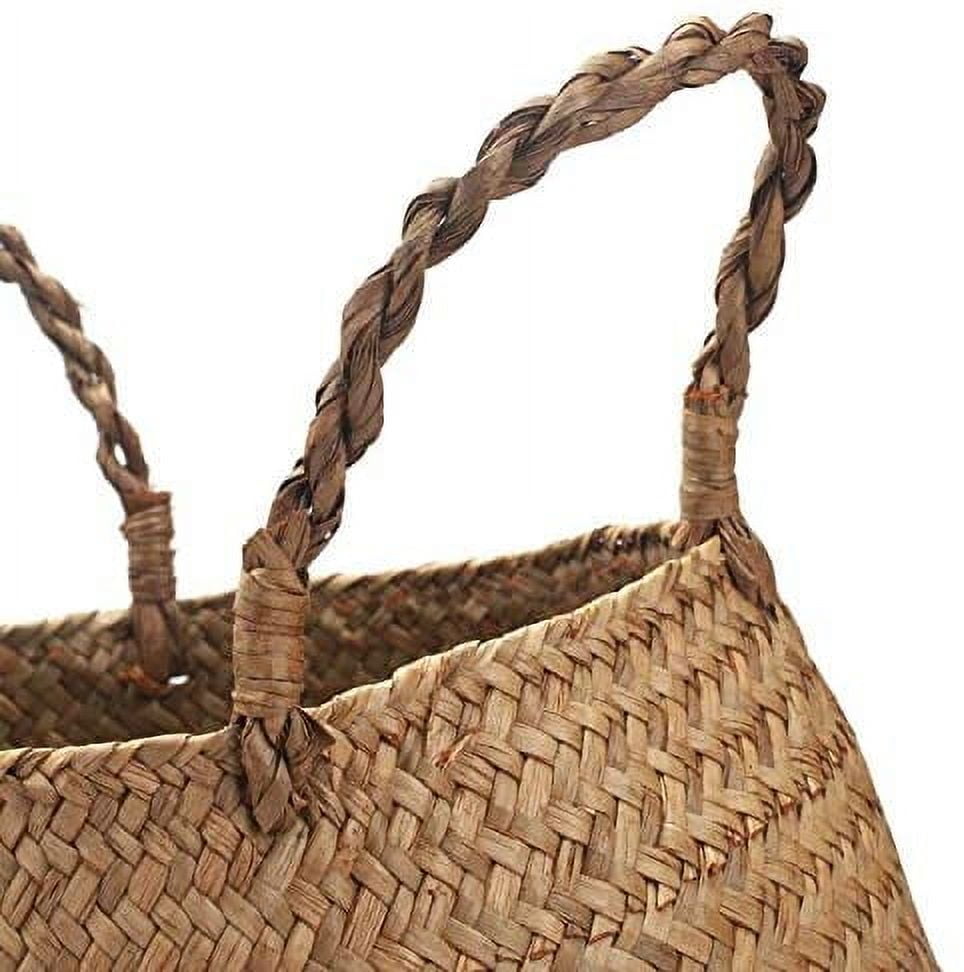 jxfwels 12” x 12” x 10” Round Natural Seagrass Planter with Handles