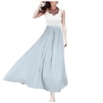 thumbnail image 1 of Falda larga metálica brillante para mujer: falda de tul ligera, sedosa y fluida para las vacaciones de verano en la playa, tallas S-XL, 1 of 5