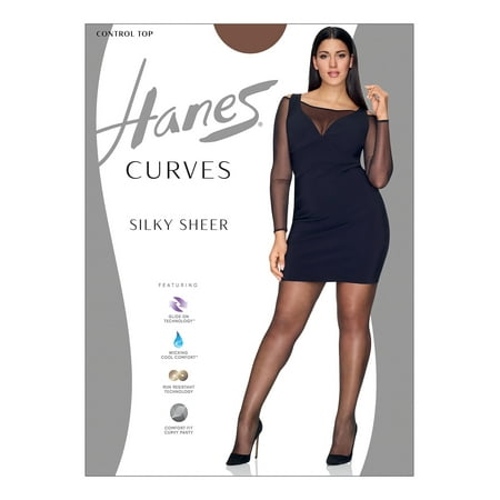 

Hanes Curves Silky Sheer Control Top Legwear Gentlebrown 1X/2X Women s