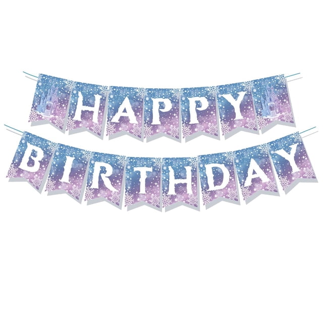 Banner de cumpleaños Kiyiusan Frozen para decoración de fiesta, invierno