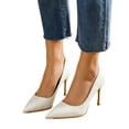 thumbnail image 4 of Viluyesy Women's Stiletto Pumps Pointed Toe Slip On High Heels Dressy Comfortable Elegant Office Party Wedding Shoes White Size 8, 4 of 6