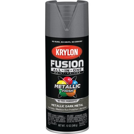 1 Pc Krylon Fusion All-In-One Metallic Spray Paint & Primer, Dark Metal