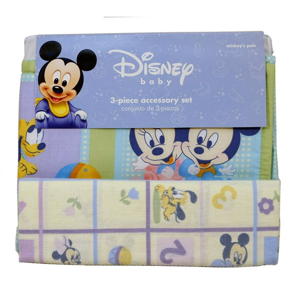 Disney Mickey Mouse Baby 3 pc Accessory Set Receiving Blanket + Crib