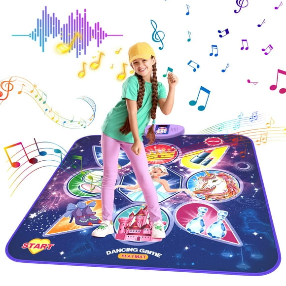 Skirfy Tapis de Danse, Jouets Licornes Cadeau pour Filles Tapis de Danse Électronique avec 7 Modes de Jeux, Jeux de Danse avec Lumières LED Sensibles au Toucher, Tapis Musical pour Tout-Petits