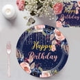 thumbnail image 2 of Birthday Decorations Set - 97 Pcs Navy Blue Rose Gold for Women Girls, Plates and Napkins, Tablecloth, Floral Paper Tableware, Party Supplies, Serves 24, 2 of 6
