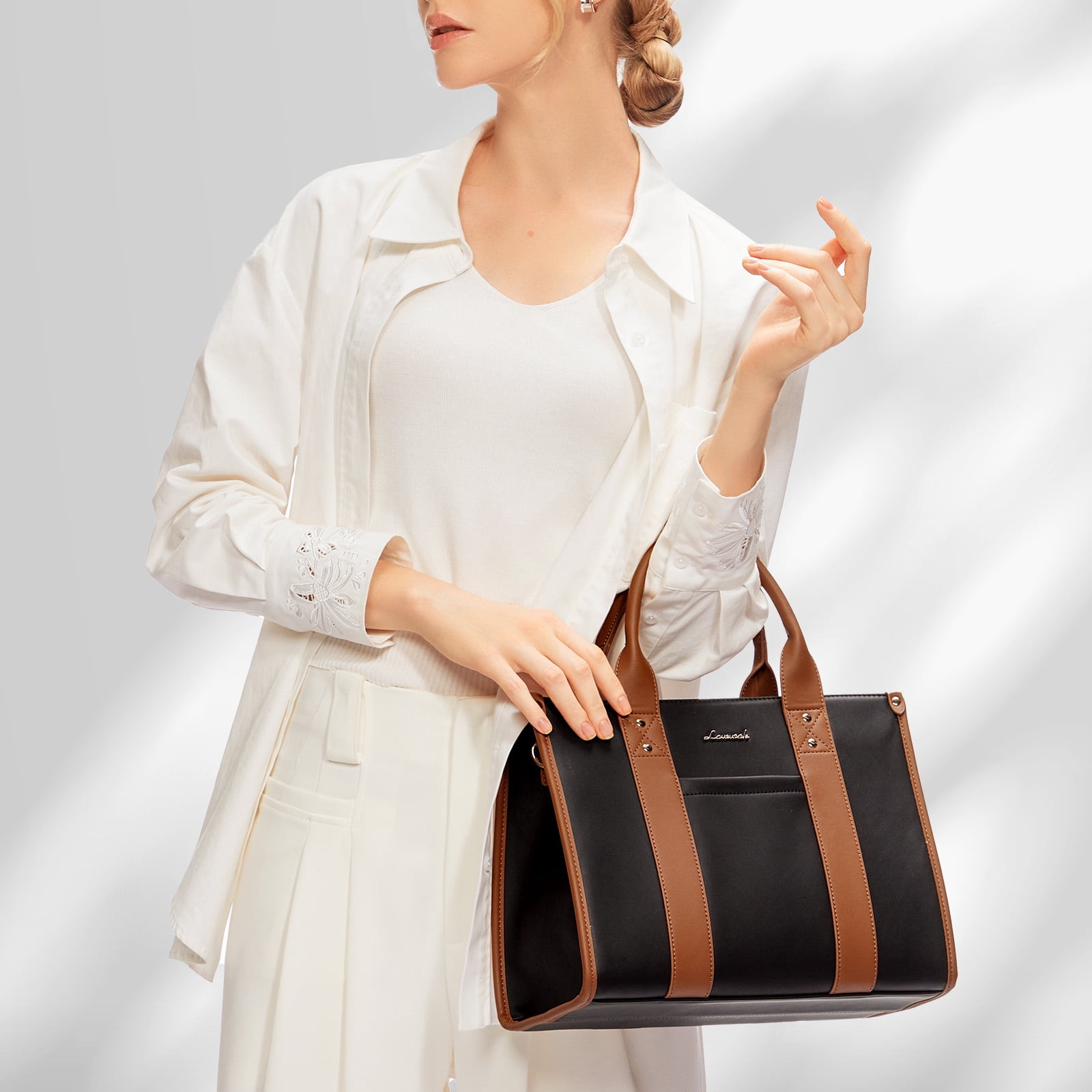 Lovevook Purse and Handbags,Vegan Leather Tote Bag for Women, Zipper Satchel Shoulder Bag Crossbody Bag for Daily
