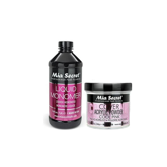 Mia Secret - Liquid Monomer 16oz. & Cover Acrylic Powder Cool Pink 8oz. - Combo